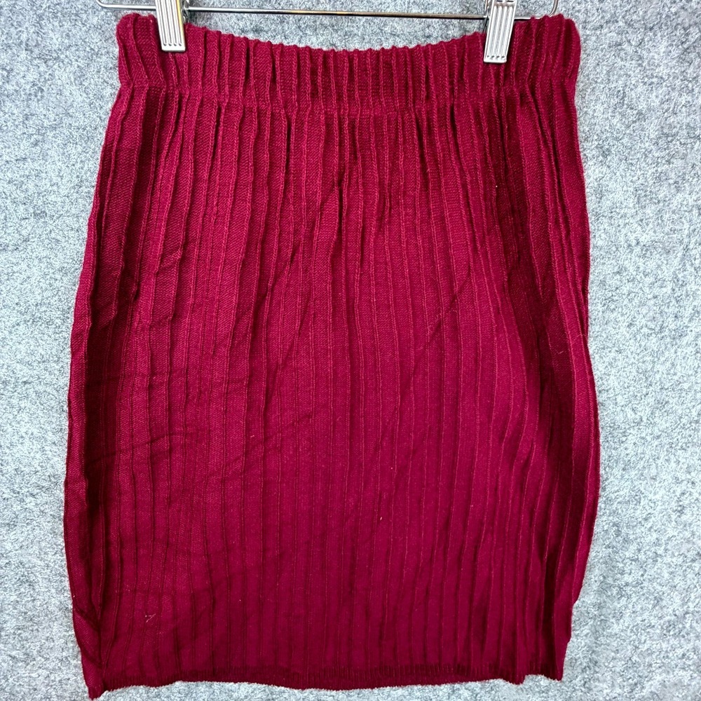 Vintage 1045 Park Skirt Womens Small Burgundy Ribbed Knit Acrylic Bodycon Siren‎